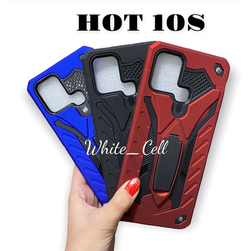 INFINIX HOT 9 PLAY HOT 10 PLAY HOT 11 PLAY HOT 10S Case Phantom Robot Transformer Kick Stand -White_Cell