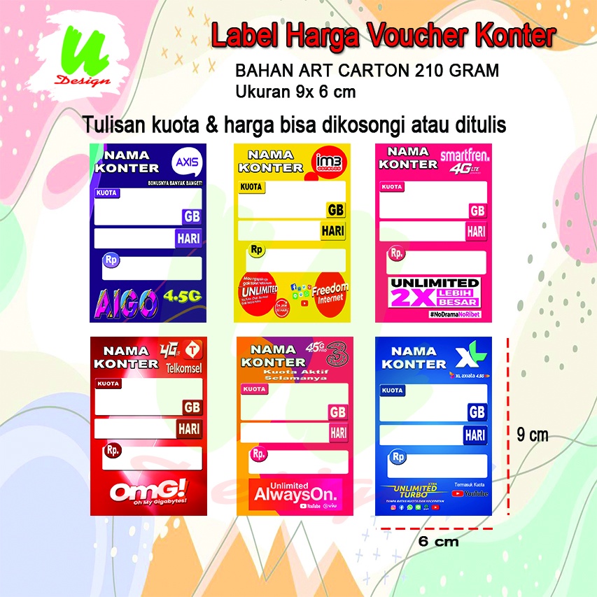 Jual Label harga Voucher Konter 210 gsm Desain Potrait | Shopee Indonesia