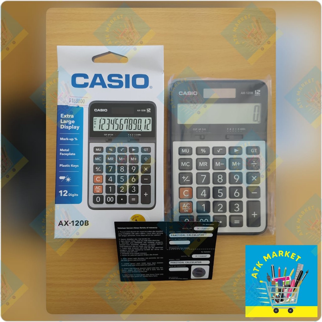 

CASIO Calculator AX-120B, Kalkulator meja, 12 Digit