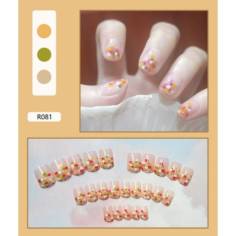 {R080-R095} kuku palsu fake nail art kode R [isi 24pcs + lem + box] kuku palsu R-Fake nail art R