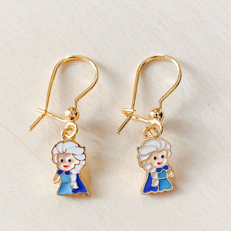 Anting Anak Putri Salju Biru Gold Xuping