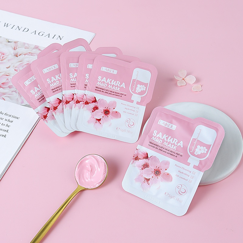 LAIKOU Sakura Seaweed Sleeping Mask Perbaikan Membersihkan Jerawat Komedo