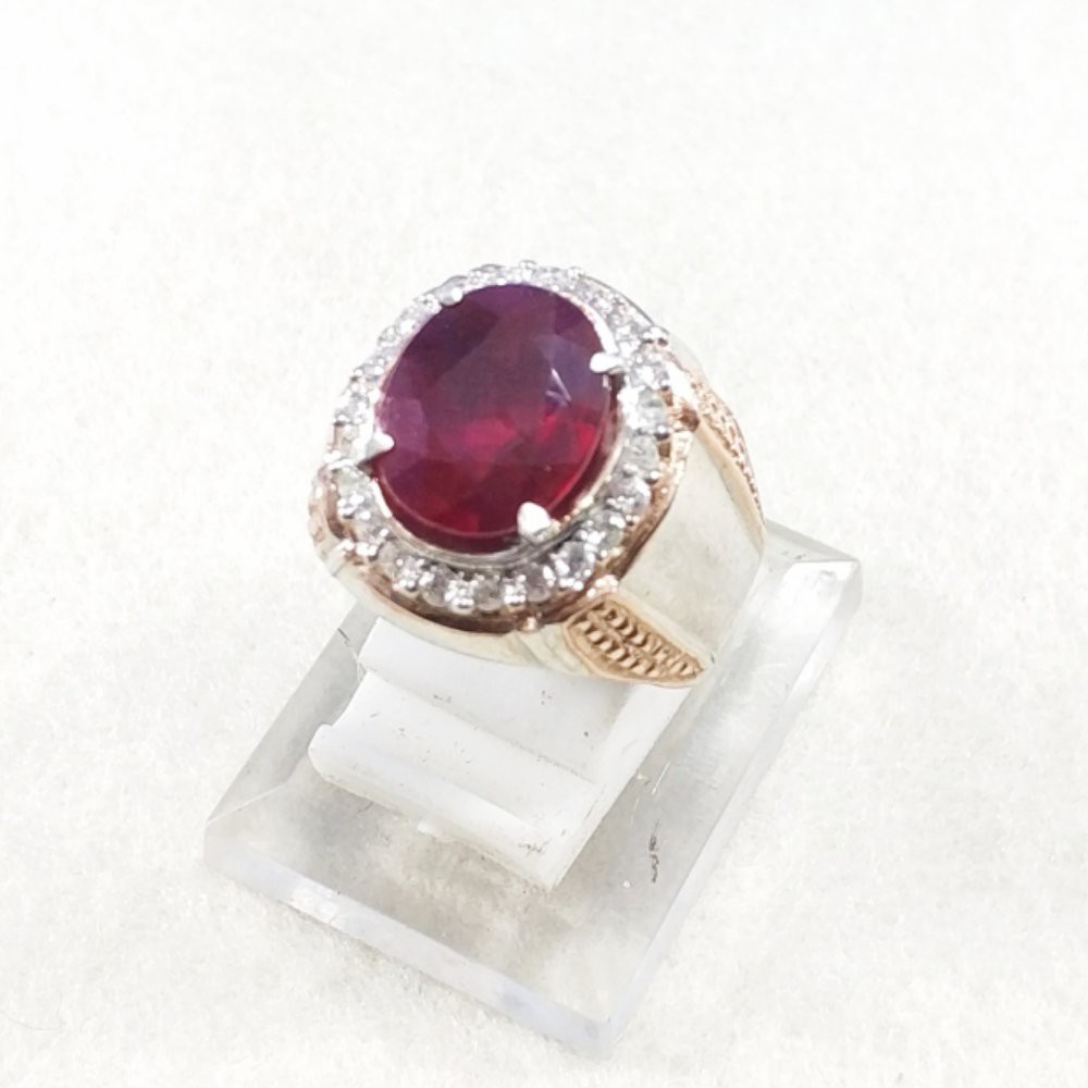 CINCIN BATU AKIK PERMATA NATURAL RED RUBY CORUNDUM RING PERAK MEWAH GLAMOUR INCLUDE MEMO