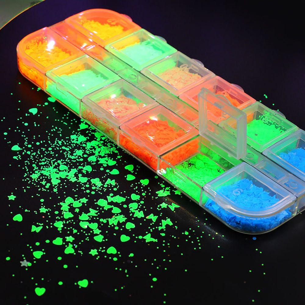 Preva Nail Art Sequin DIY Manicure Neon Kuku Glitter Flakes Glow in the Dark Kupu-Kupu