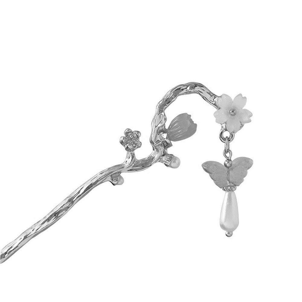 NEEDWAY Women Hair Sticks Hiasan Kepala Hiasan Kepala Mutiara Pengantin Untuk Perempuan Bunga Pendent Chinese Hair Fork