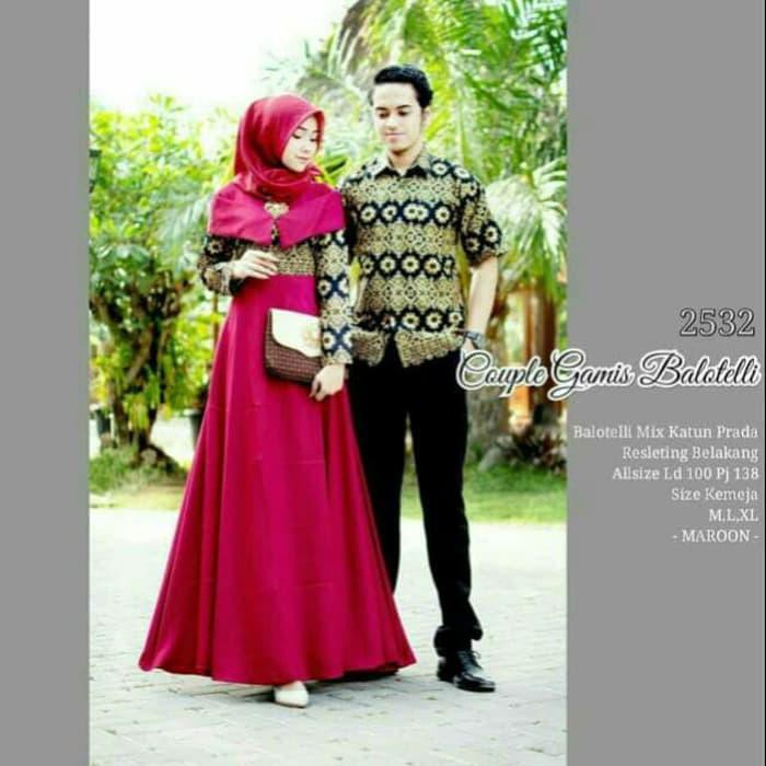 Sangat Laris Gamis Couple Pria Wanita Muslim Juba Kemeja Batik Cowok Cewek Muslimah