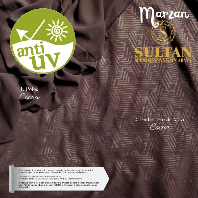 50CM EMBOS PUZZLE MAZE MAZEN COCOA ANTI UV KAIN ABAYA SULTAN (MEREK LAMA: MARZAN)