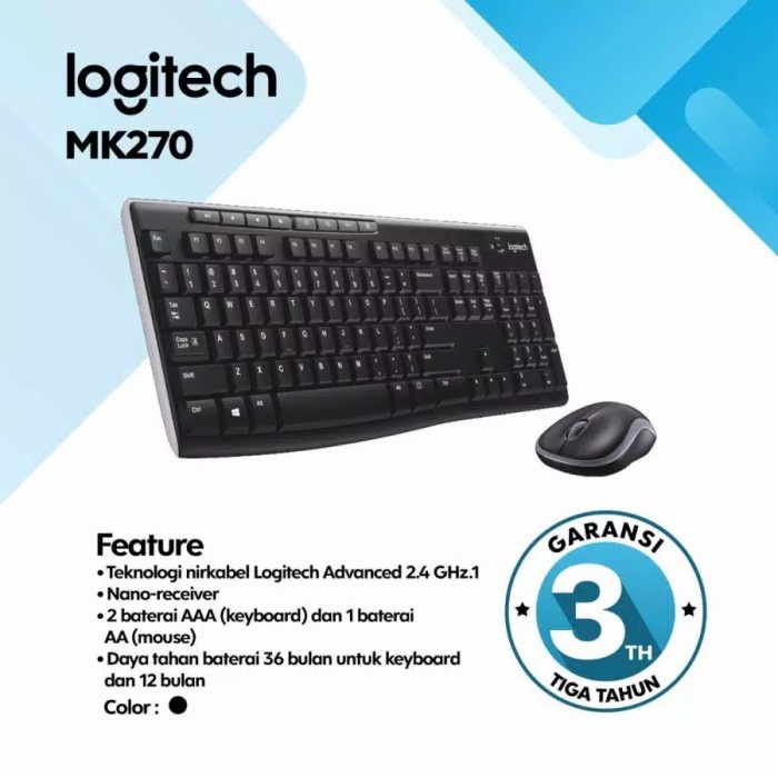 Logitech Keyboard Mouse MK120 MK220 MK270 USB wireless