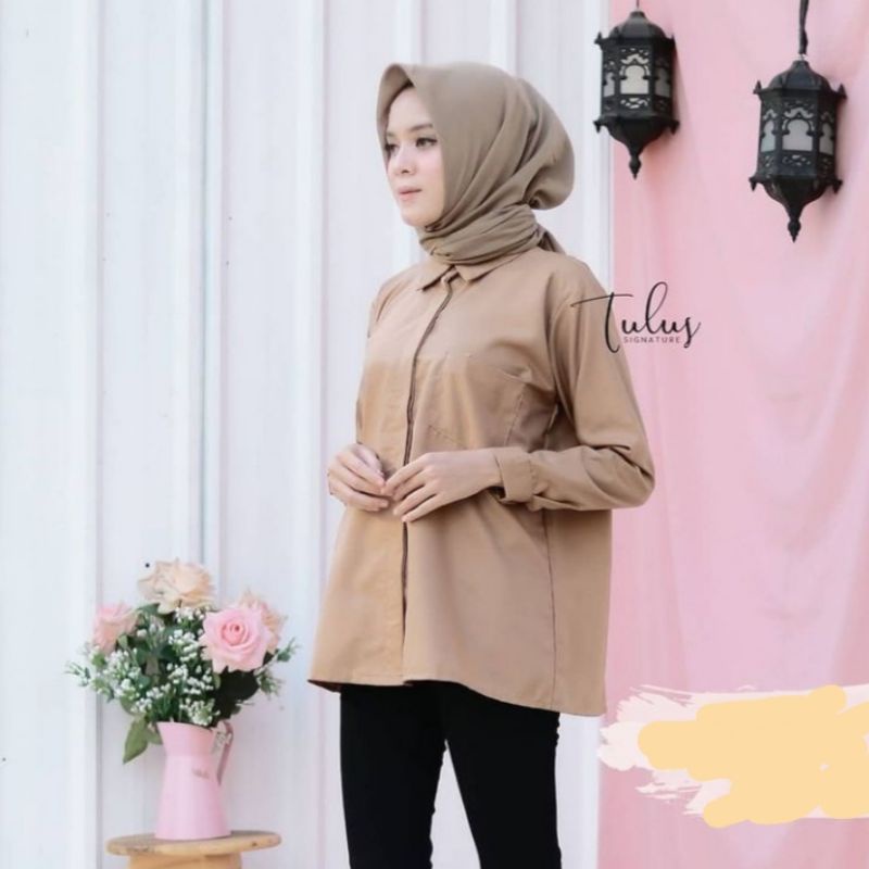 kemeja toyobo wanita/ Kemeja basic wanita /kemeja polos wanita/kemeja putih/ blouse toyobo jumbo ori-Nude