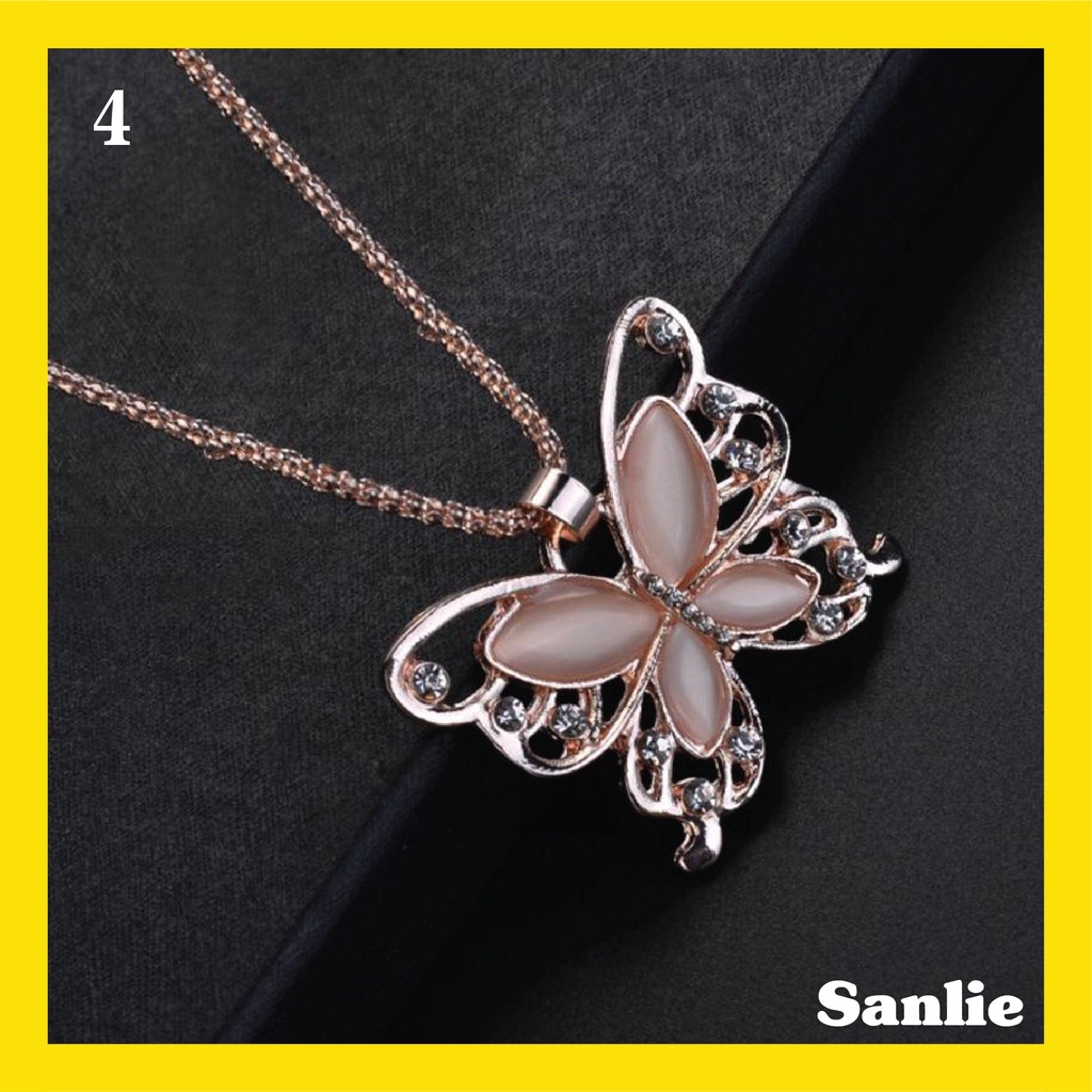 Sanlie Kalung Titanium Wanita Korea  Kalung Liontin Fashion Murah Model Kupu-Kupu 4