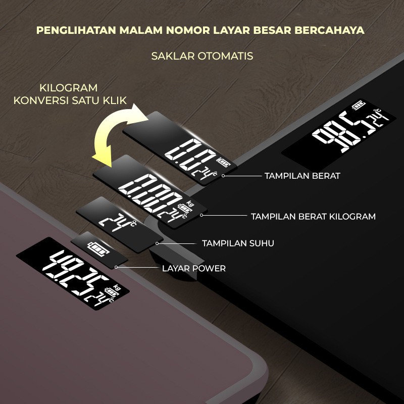 【COD】Jovitech Timbangan Badan Digital With USB Charging Anti Pecah Weight Body Fat Scale With LCD 180KG