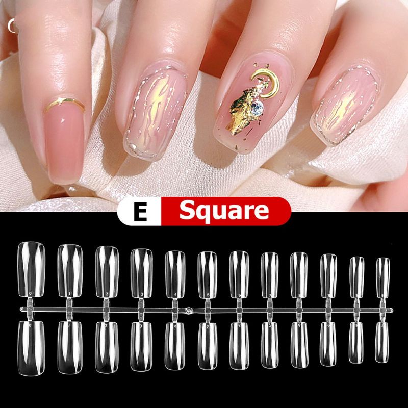 Kuku palsu bening premium/ Fake nail clear/ Kuku stilleto/lancip, coffin, oval, nail art, 24pcs kuku palsu clear