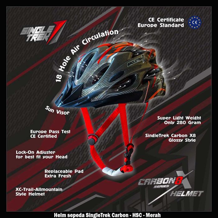 MURAH  Helm sepeda SingleTrek CarbonX Plain Color MTB Roadbike Seli Lipat
