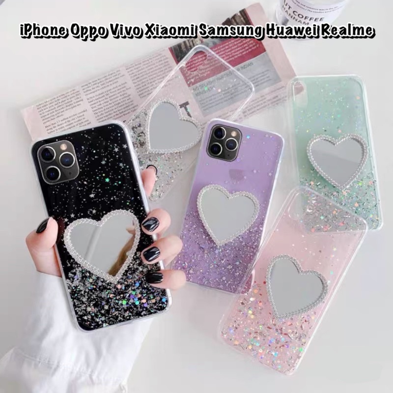 Glitter Case Mirror Love Samsung A22 M62 S21 S20 S10 Note 20 plus ultra Oppo Reno 6 5 4 4f 5f A16 A8