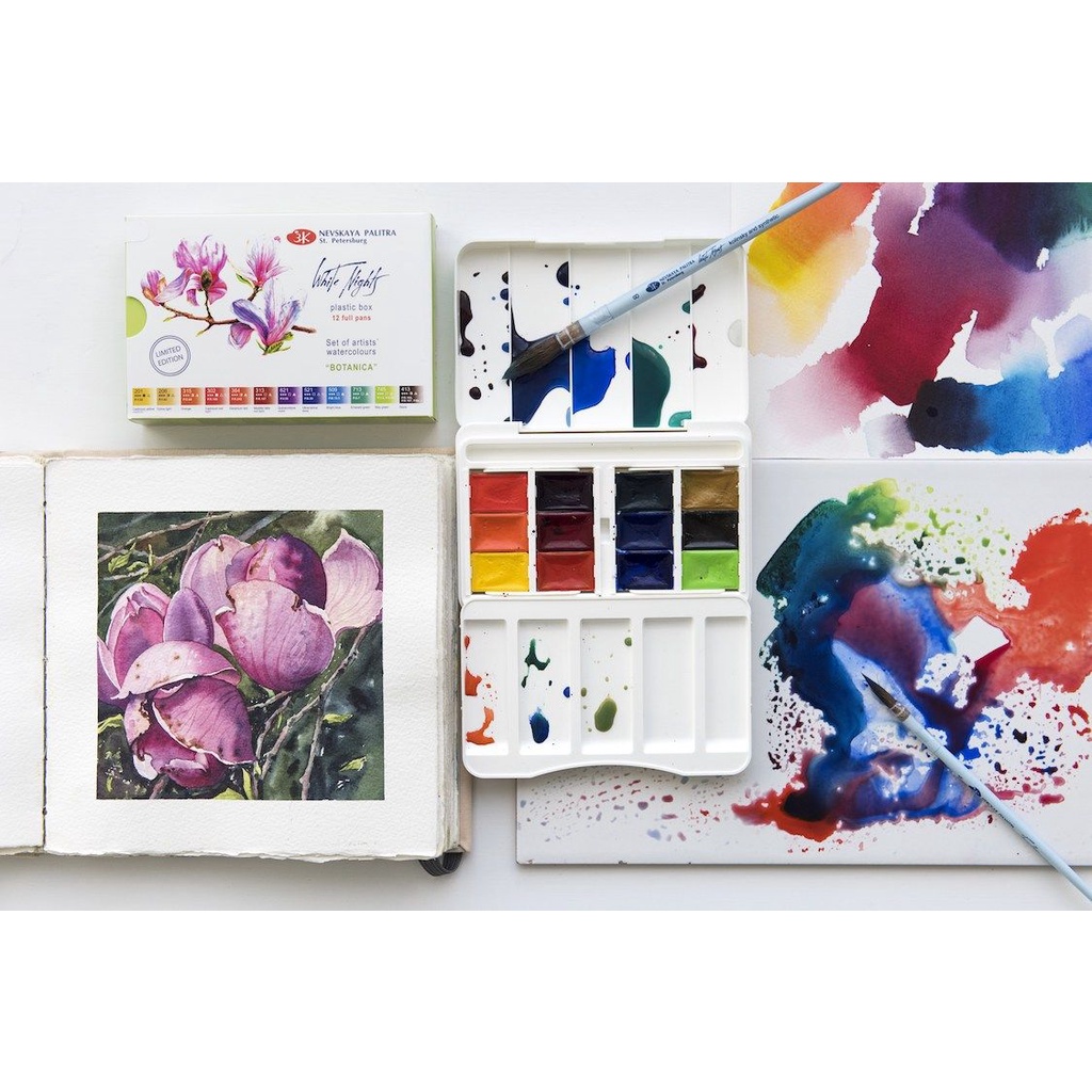 Alat Melukis Cat Air Lukis Nevskaya Palitra Artists Watercolours White Night Botanica Set 12 Full Pans Terlaris By Bali Artemedia