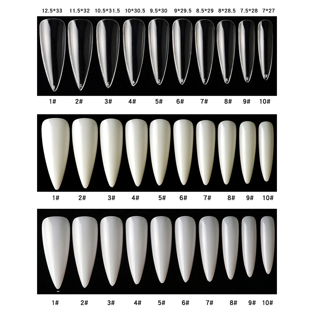 Mxbeauty 500pcs / Set Kuku Palsu Ultra Tipis Bentuk Oval Bahan Akrilik Untuk Nail Art / Manicure