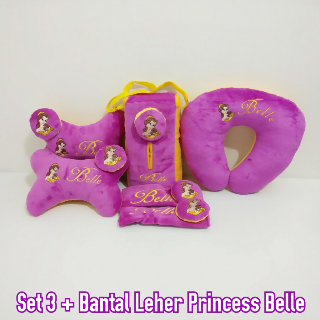 Bantal Mobil Set 3 Bordir & Bantal Leher Princess Belle