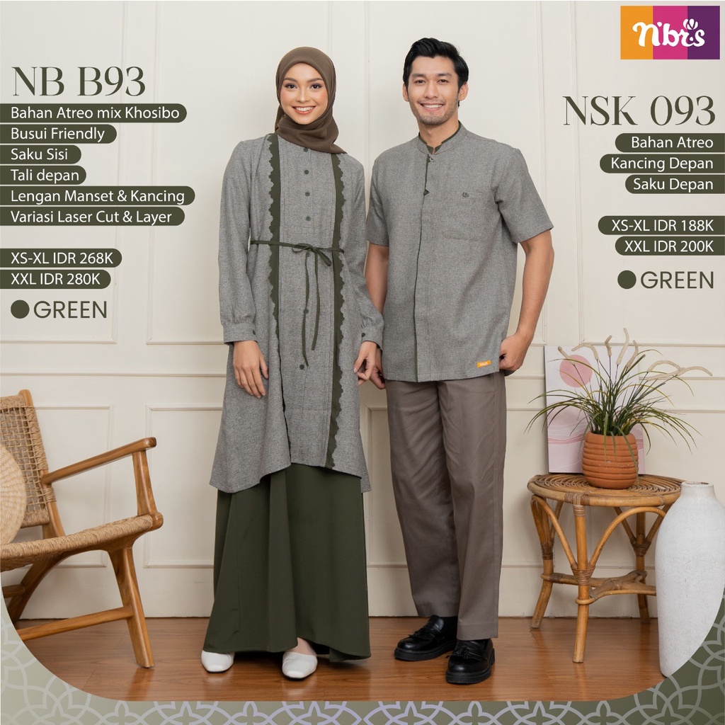 Nibras Couple NB B93 dan NSK 93 bahan Atreo mix Khosibo Couple Ibu dan Ayah Lengan Pendek Kekinian