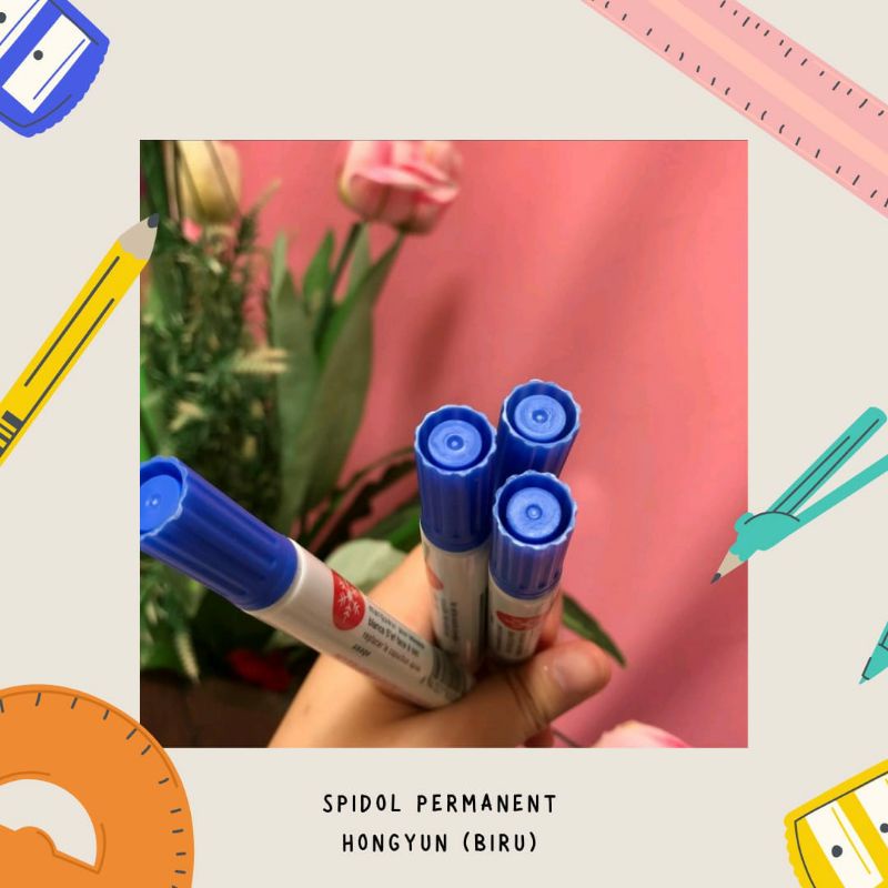 Spidol BIRU Hongyun PERMANENT MARKER Alat Tulis Sepidol BIRU