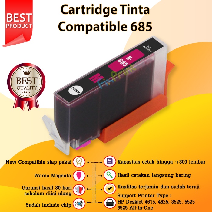 Cartridge Tinta Compatible 685 Printer HP 4615 4625 3525 5525 6525