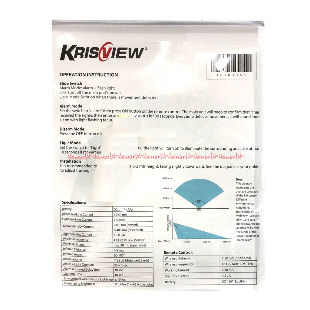 Krisview Infrared Sensor Alarm Alat Sensor Dengan Alarm Dan Remote Alarm Rumah