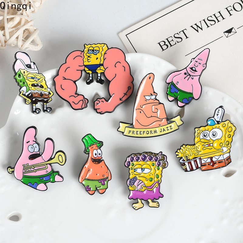 Bros Pin Enamel Bentuk Kartun SpongeBob SquarePants Patrick StarBrooch Untuk Anak