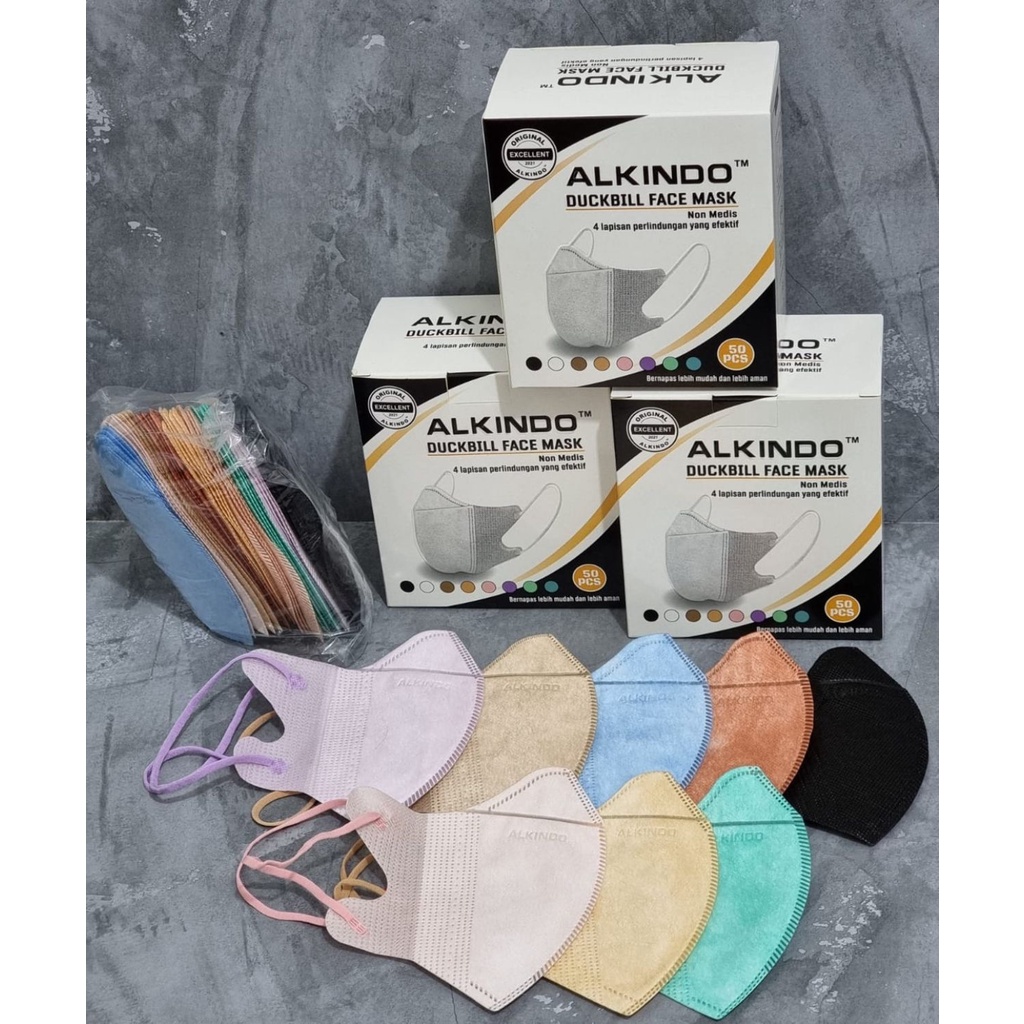 Masker Duckbill Alkindo Emboss 4Ply Mix Warna Campur Warna 1Box 50 Pcs