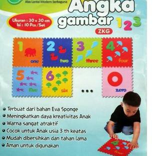 (M04QF]⭐ Evamat Angka Gambar Karpet Lantai Karet Puzzle Bongkar Pasang Mainan Edukasi Anak Berhitung