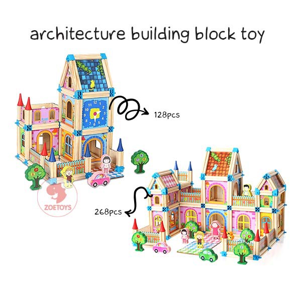 Zoetoys Architecture Building Block Toy 128 268 | Wooden Toys Building Blocks Pretend Toys Doll House Kit | Mainan Arsitektur Bangun Rumah Balok Edukasi Anak | Cari Kado Natal