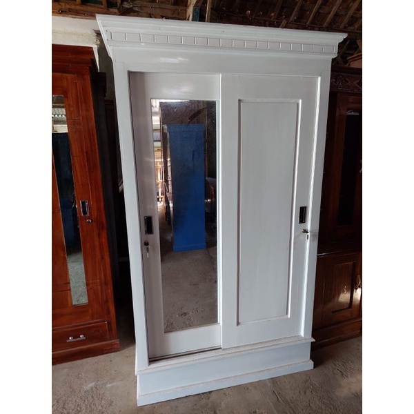 [[PROMO]] LEMARI SLIDING CAT PUTIH 2 PINTU