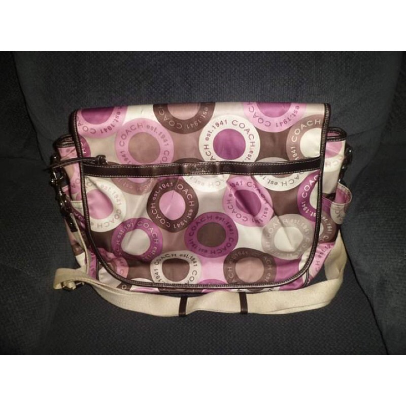 Preloved tas coach snap head signature diapers bag