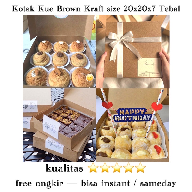 Jual Kotak Kraft Kue Dus Brownies Box Kue Brownies Bolu Cake Box Donat Souvenir 2918