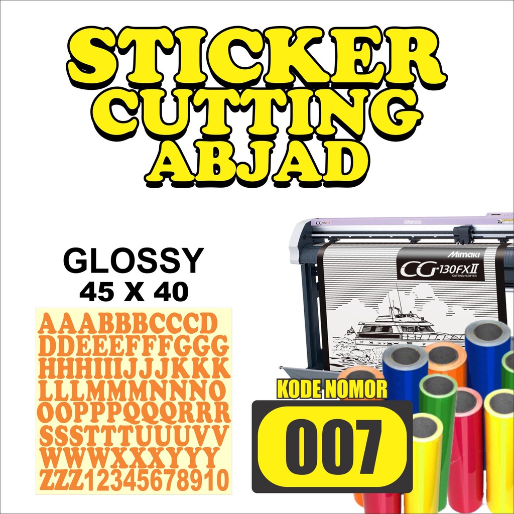 

Sticker Cutting Huruf Abjad Ukuran Perlembar 4 x 5 cm (Sticker Variasi Nama) glossy semua ready packing aman