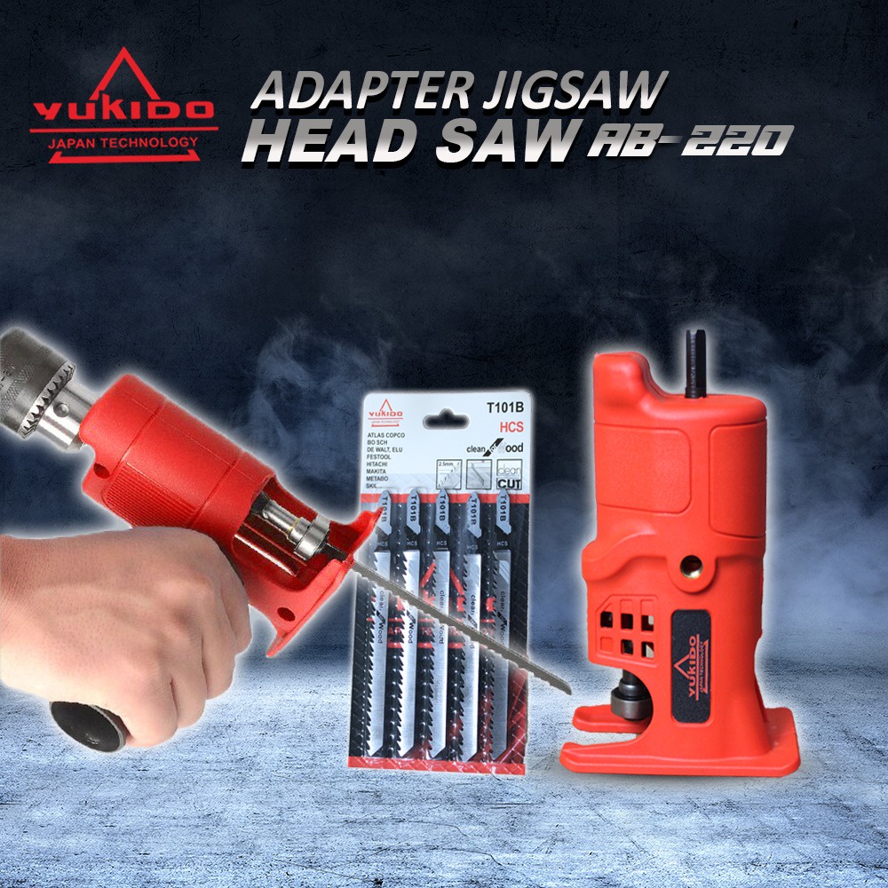 BONUS 5 PCS MATA GERGAJI YUKIDO Adaptor JIGSAW reciprocating jigsaw gergaji potong kayu Adapter Mesin Jig Saw - Adaptor gergaji Mesin gergaji bor konektor bor Adaptor Stand Mesin Bor Jadi Jigsaw Jig Saw Gergaji Potong