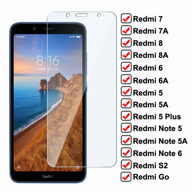 Anti-Burst Tempered Glass For Xiaomi Redmi 7A 7 8 8A 6 6A S2 Go Screen Protector On Redmi 5 Plus Note 5 5A 6 Pro Protective Glas