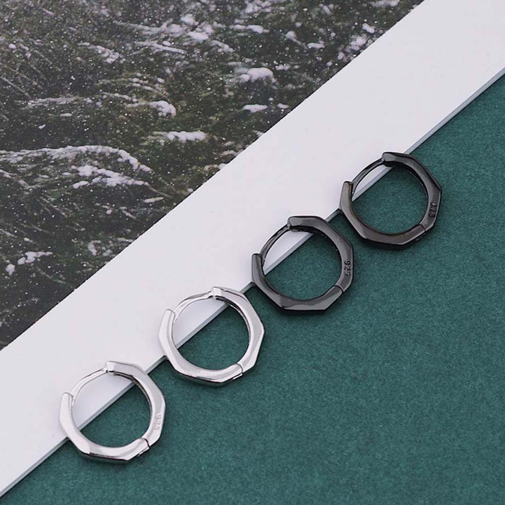 Anting Hoop Bentuk Segi Delapan Geometris Bahan Tembaga Polished Warna-Warni Gaya Korea Untuk Wanita