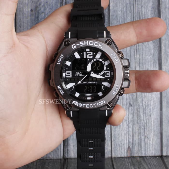 TERMURAH FOTO REAL     Jam tangan G Shock Pala Besi Hitam Strap Motif Rantai Diskon