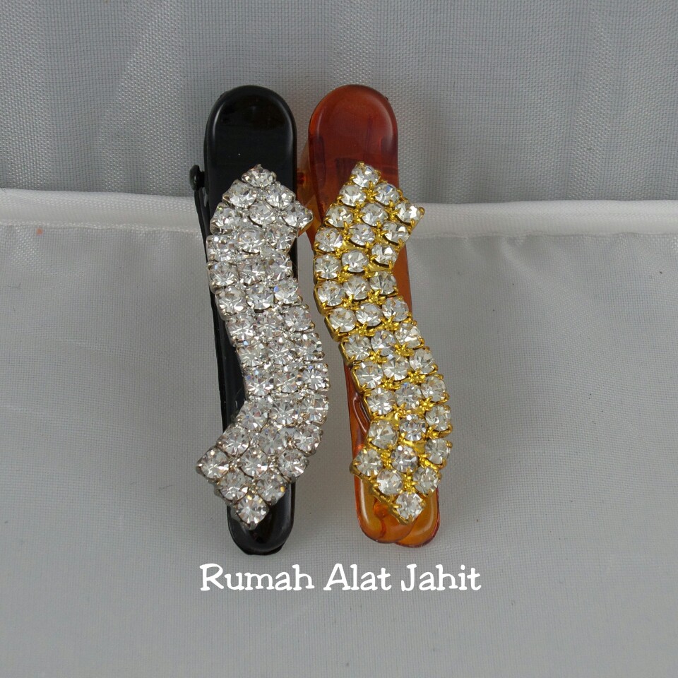 Jepit Rambut / Hair Clip Permata Baris Lengkung 4.5cm