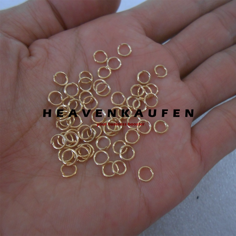 Ring Bulat Sangat Kecil Untuk Ring Gantungan Kunci Craft Dll Diameter Lubang 4 mm Gold Muda Emas Muda Per Pack isi 144 Pcs