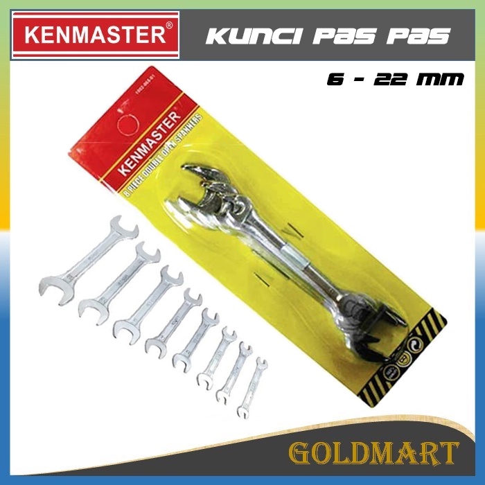 Kunci Pas Pas Set 8 pcs Kenmaster 6-22 mm Double Open End Wrench