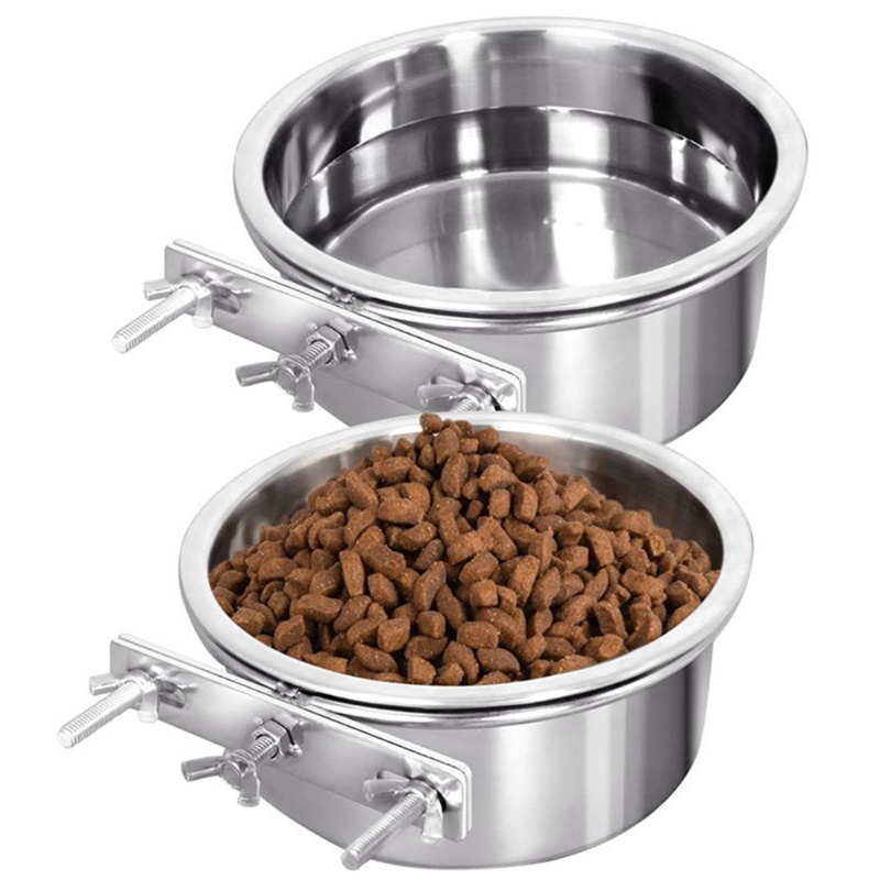 Mangkuk Dispenser Makanan / Air Minum Bahan Stainless Steel Untuk Kucing / Kelinci Kecil