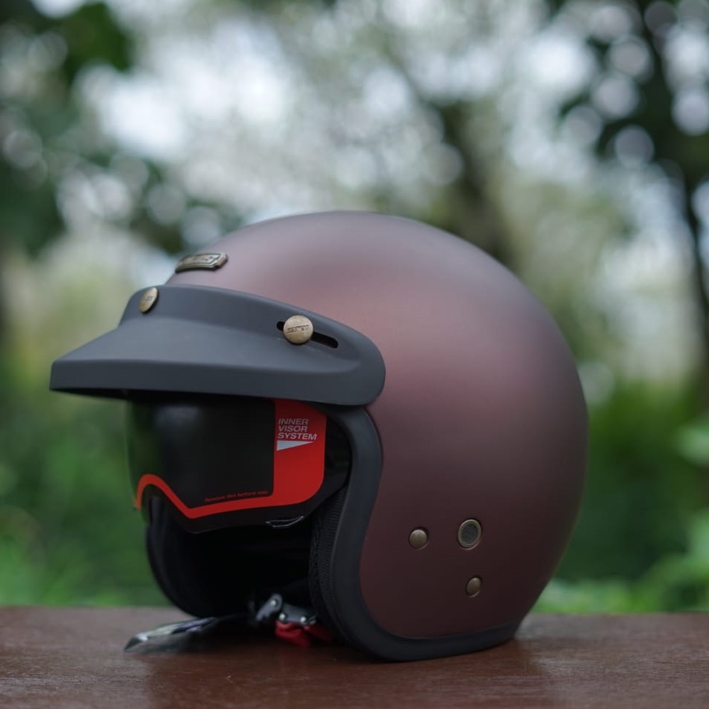Helm NJS NX-2 NX2 Original Dewasa Premium Retro Inner Visor Paket Kaca Datar Atau Cembung-Sparkling Doff