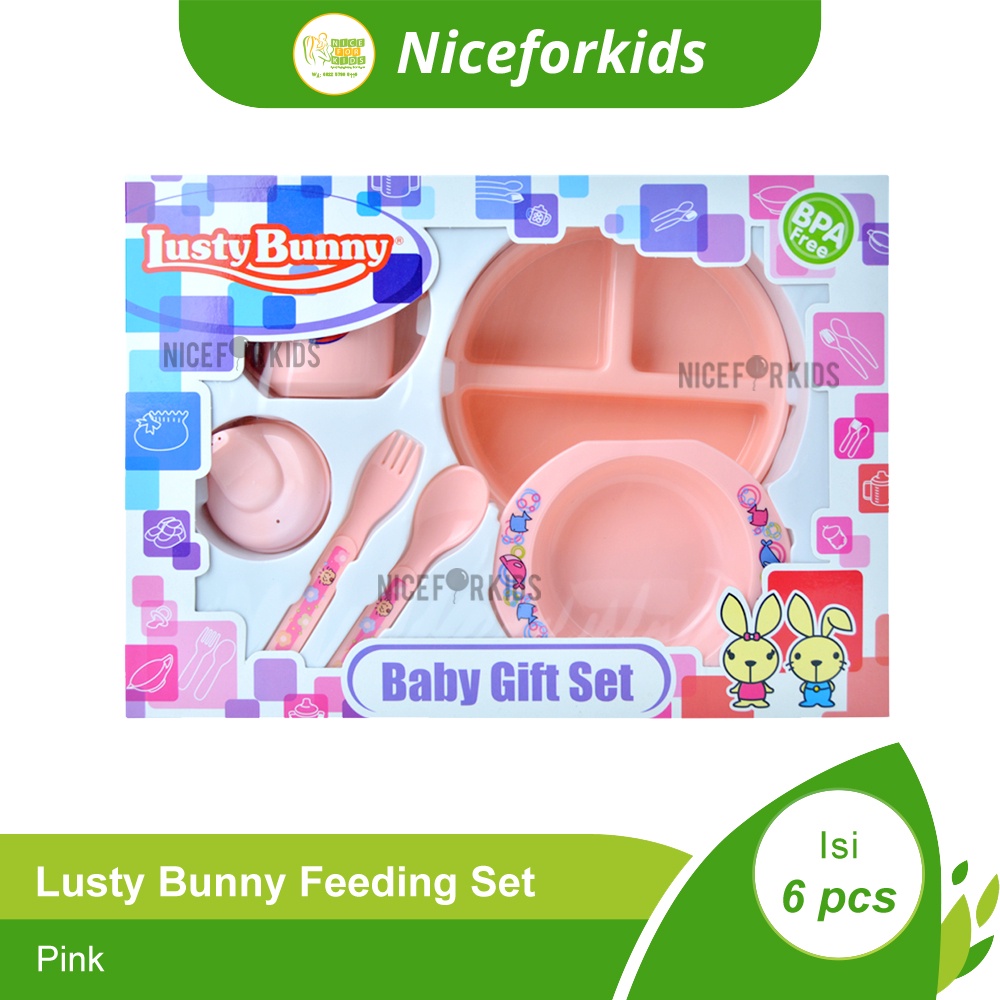 Lusty Bunny Feeding Set LB-1850 Isi 6pcs / Set Peralatan Makan Anak / Gift Set