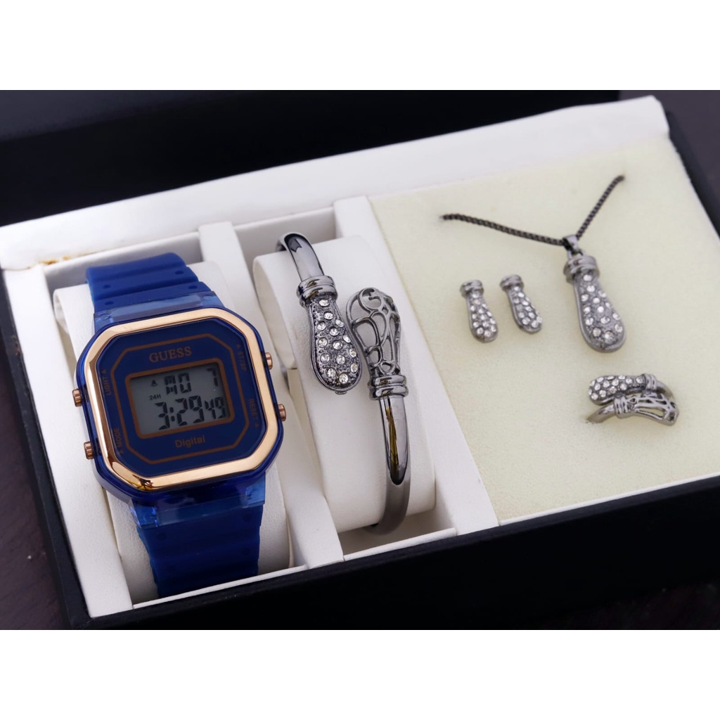 [ COD ] JAM TANGAN FASHION WANITA GUESS DIGITAL TALI RUBBER