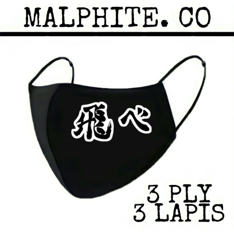 Masker Kain 3 Lapis 3 Ply Scuba Hijab Motif Logo Gambar Anime Jepang Manga HAIKYUU 3ply Earloop Wibu