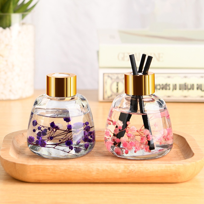 LCX Ruangan Parfum Essential Oil Stick 50ml Clear Vas Premium Reed Diffuser Device Pengharum  + Bunga