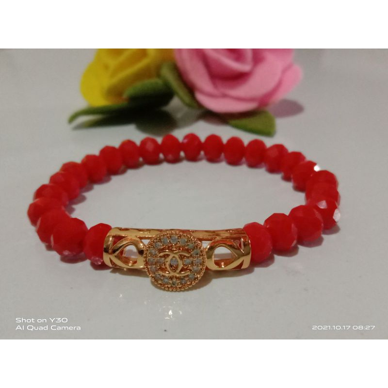 Gelang tangan wanita // gelang kristal // gelang kristal variasi perhiasan lapis emas //replika emas
