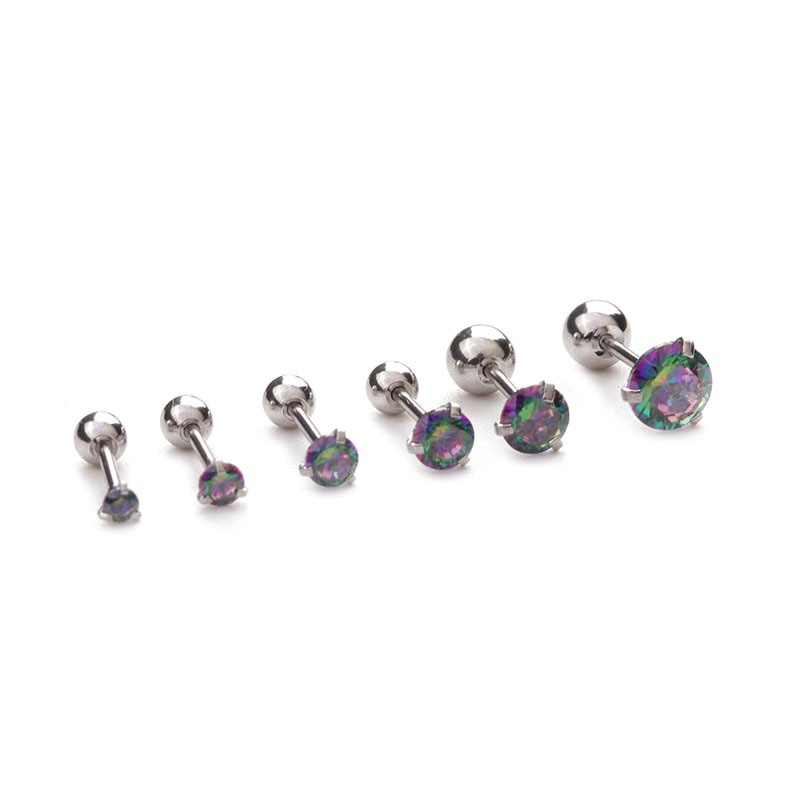 1Pc Small Round Cz Tragus Cartilage Rook Helix Snug Conch Earring 16G Prong Gem Monroe 16G Tragus Helix Ear Piercing