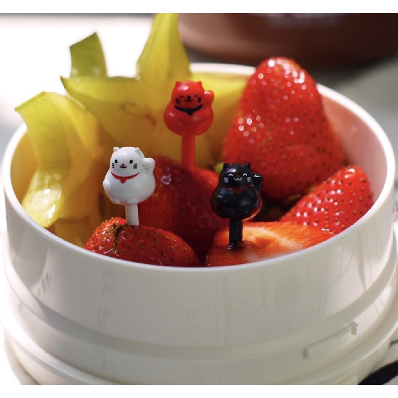 Food Pick Foodpick Food Picks Tusukan Bento Garpu Buah Cat Black White Red