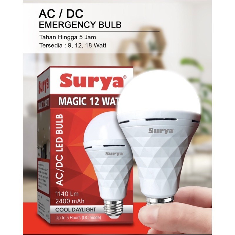 Lampu Emergency LED Surya Magic Genius Lampu Darurat Cas 12w AC - DC